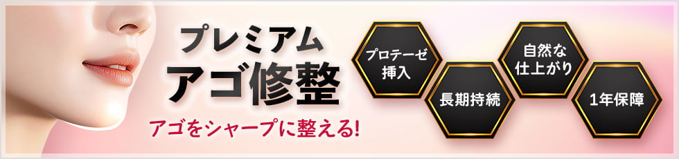 プレミアムアゴ修整 アゴをシャープに整える！プロテーゼ挿入・長期持続・自然な仕上がり・1年保障