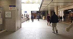 正面に『LUSH』の店舗が見えてまいりますので、こちらをまっすぐ進みます。【画像】