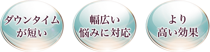 ダウンタイムが短い、幅広い悩みに対応、より高い効果