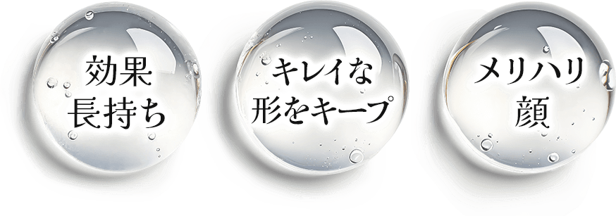 高い持続性・理想的な輪郭を維持・シャープな輪郭