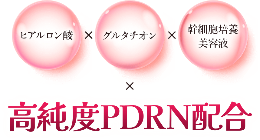 ヒアルロン酸×グルタチオン×幹細胞培養美容液×高純度PDRN配合